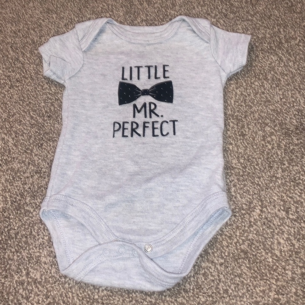 Bon bebe “little mr perfect” baby boy onesie size 3-6 months